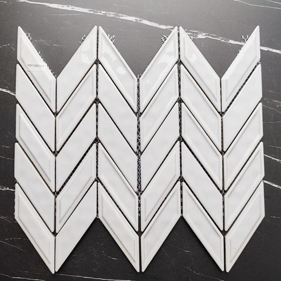 Bone White Herringbone Mosaic Tile