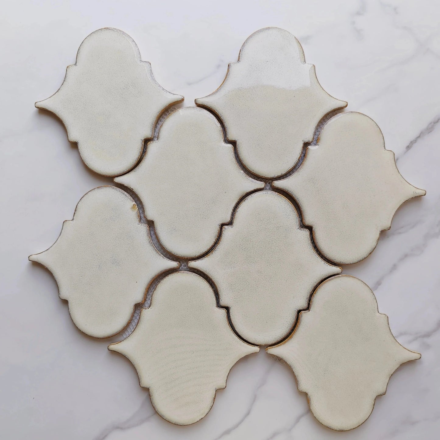 Beige White Lantern Pattern Mosaic Tile