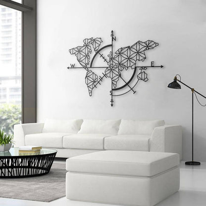 Compass Map Metal Wall Art