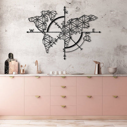 Compass Map Metal Wall Art