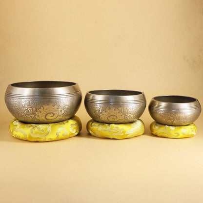 Nepal Handmade Tibetan Singing Yoga Bowl Set with Mallet