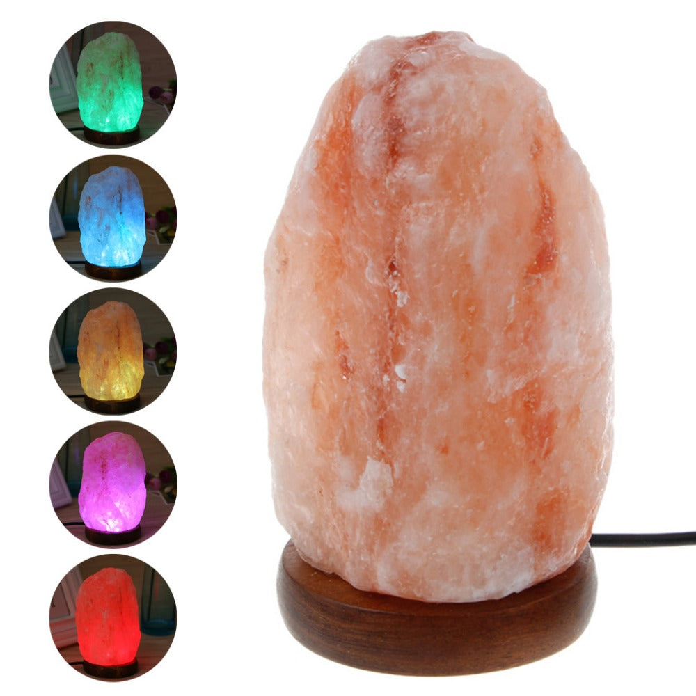 Color Changing Himalayan Salt Lamp With Wooden Base - 5 colors