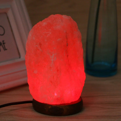 Color Changing Himalayan Salt Lamp With Wooden Base - 5 colors