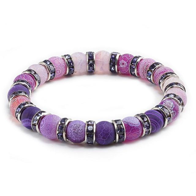 Purple Love Crystal Beaded Chakra Yoga Bracelet