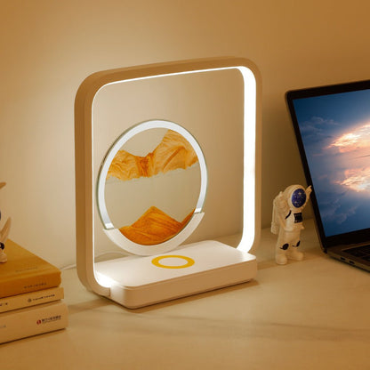 Quicksand Painting Glass LED Table Lamp With Wireless Charger