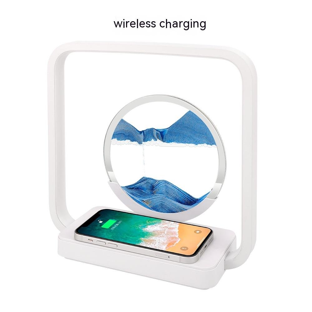 Quicksand Painting Glass LED Table Lamp With Wireless Charger