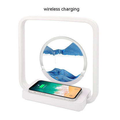 Quicksand Painting Glass LED Table Lamp With Wireless Charger