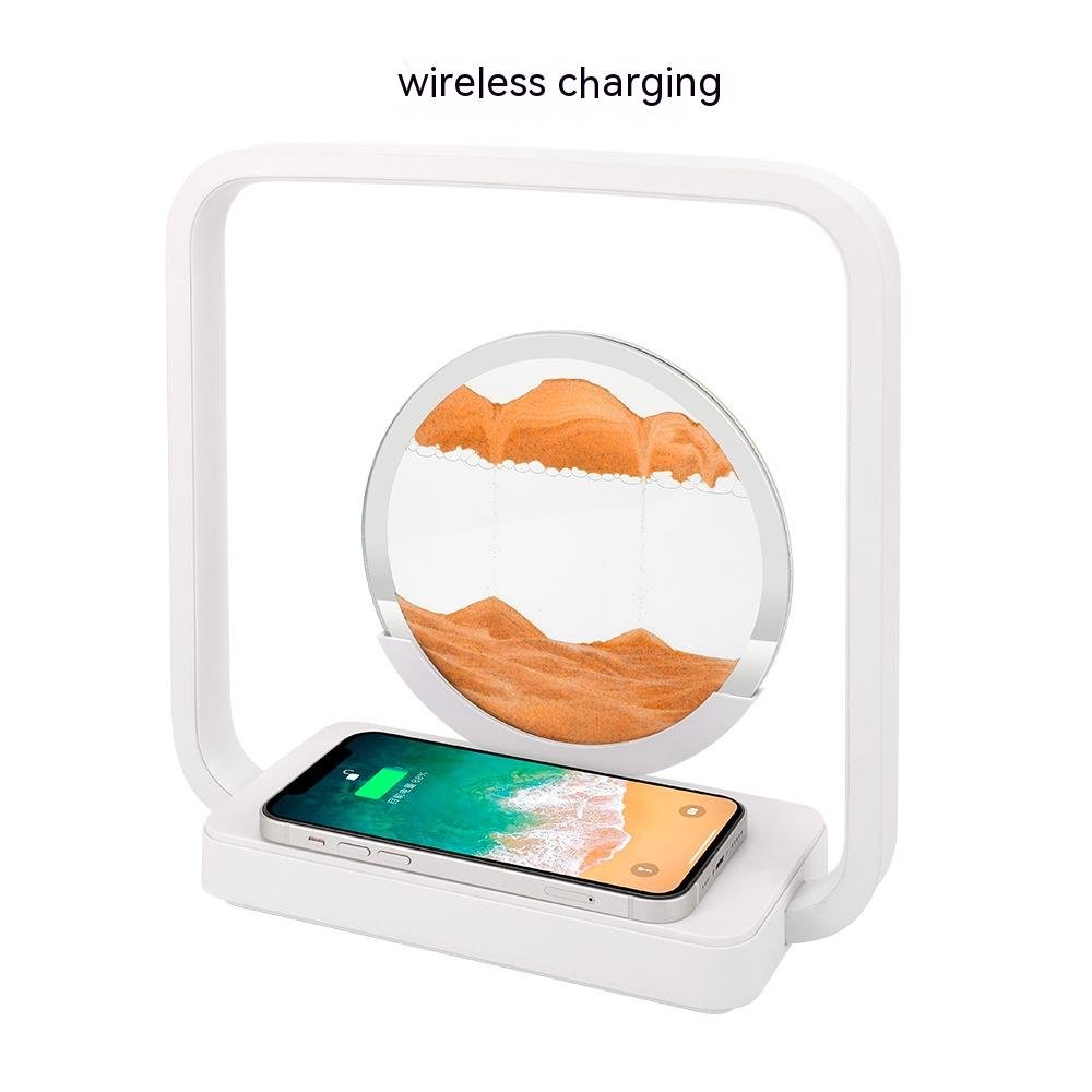 Quicksand Painting Glass LED Table Lamp With Wireless Charger