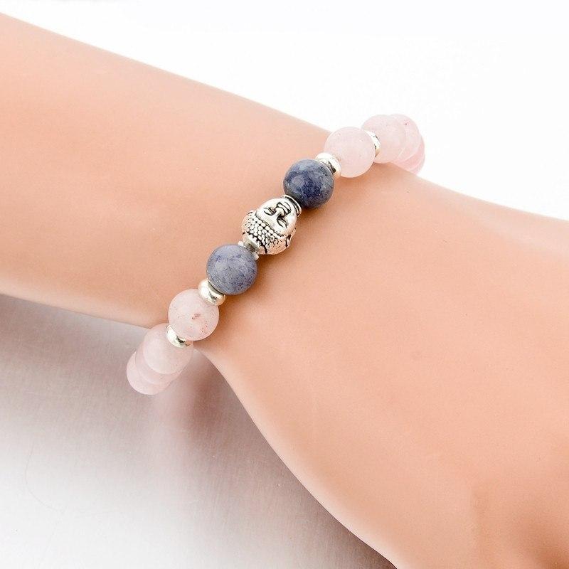 PINK NATURAL STONE BEADS BUDDHA BRACELET