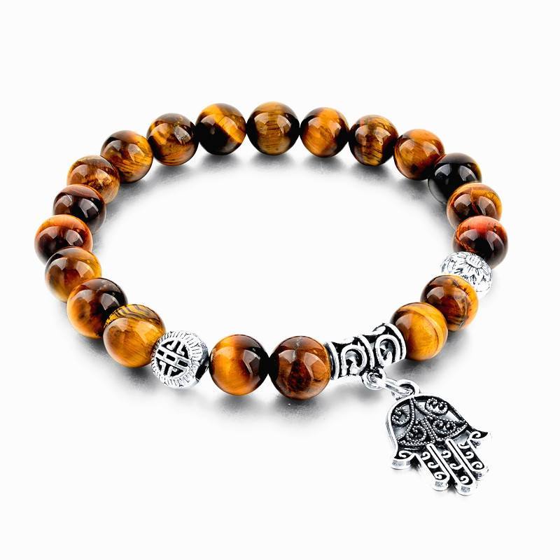 TIGER EYE NATURAL STONE EVIL EYE BRACELET