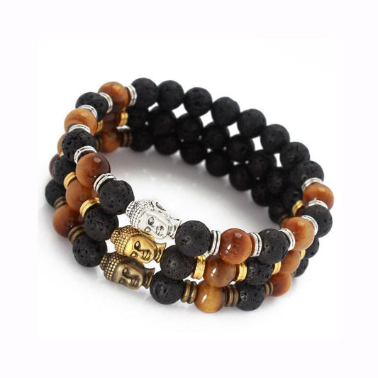 LAVA ENERGY STONE BUDDHA MALA BRACELETS