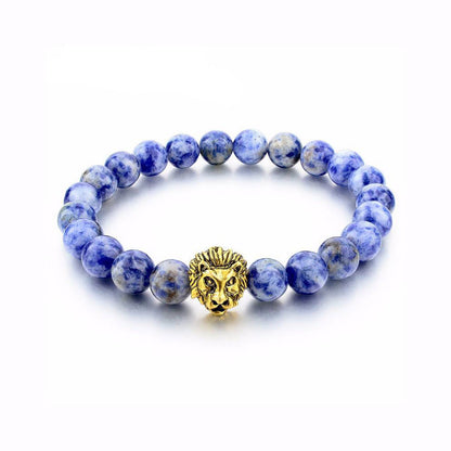 NATURAL STONE GOLD LION BRACELET. 4 OPTIONS