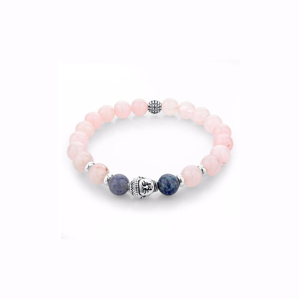 PINK NATURAL STONE BEADS BUDDHA BRACELET