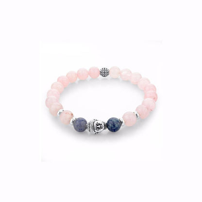 PINK NATURAL STONE BEADS BUDDHA BRACELET