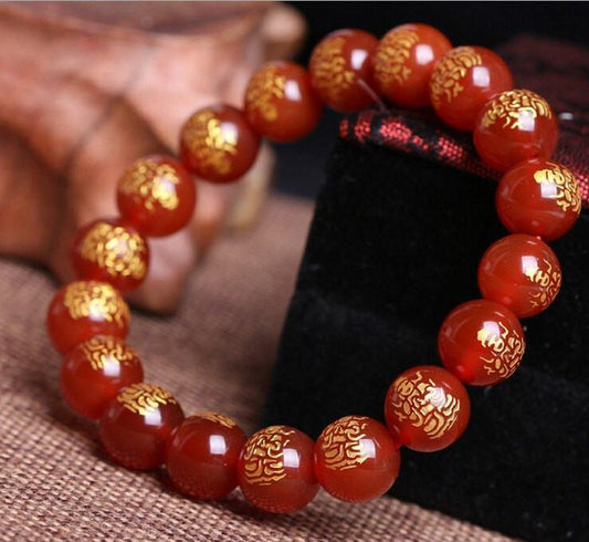 10MM RED AGATE BUDDHA BRACELET