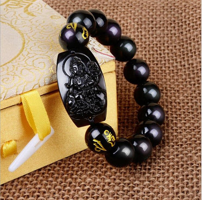 BLACK OBSIDIAN LUCKY BUDDHA BRACELET