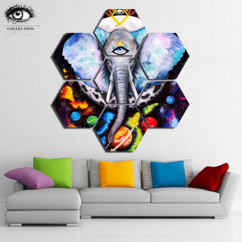 ABSTRACT ELEPHANT CANVAS WALL ART BY PIXIE COLD