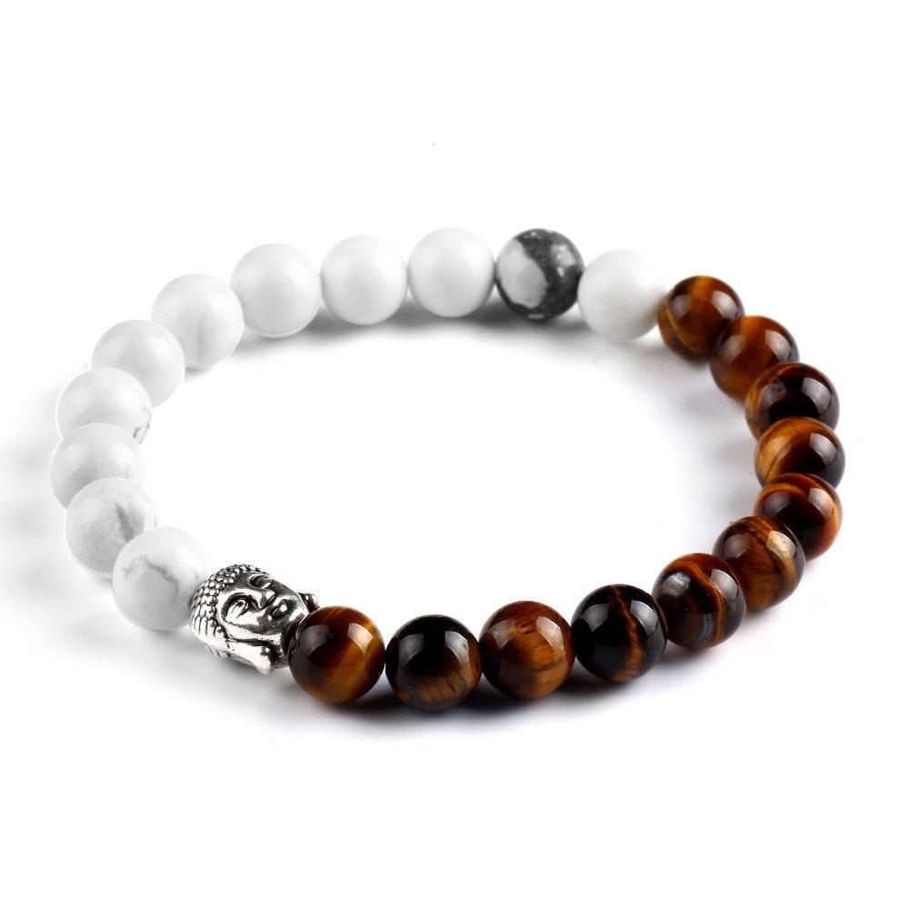 NATURAL STONE 2 COLORS BUDDHA BRACELET. 5 OPTIONS