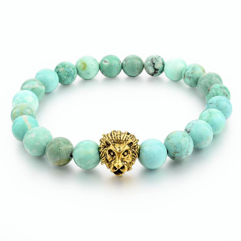 NATURAL STONE GOLD LION BRACELET. 4 OPTIONS