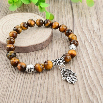 TIGER EYE NATURAL STONE EVIL EYE BRACELET