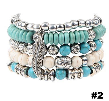 TURQUOISE BUDDHA BRACELET SET (5 BRACELETS)