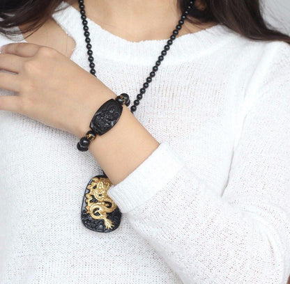 BLACK OBSIDIAN LUCKY BUDDHA BRACELET