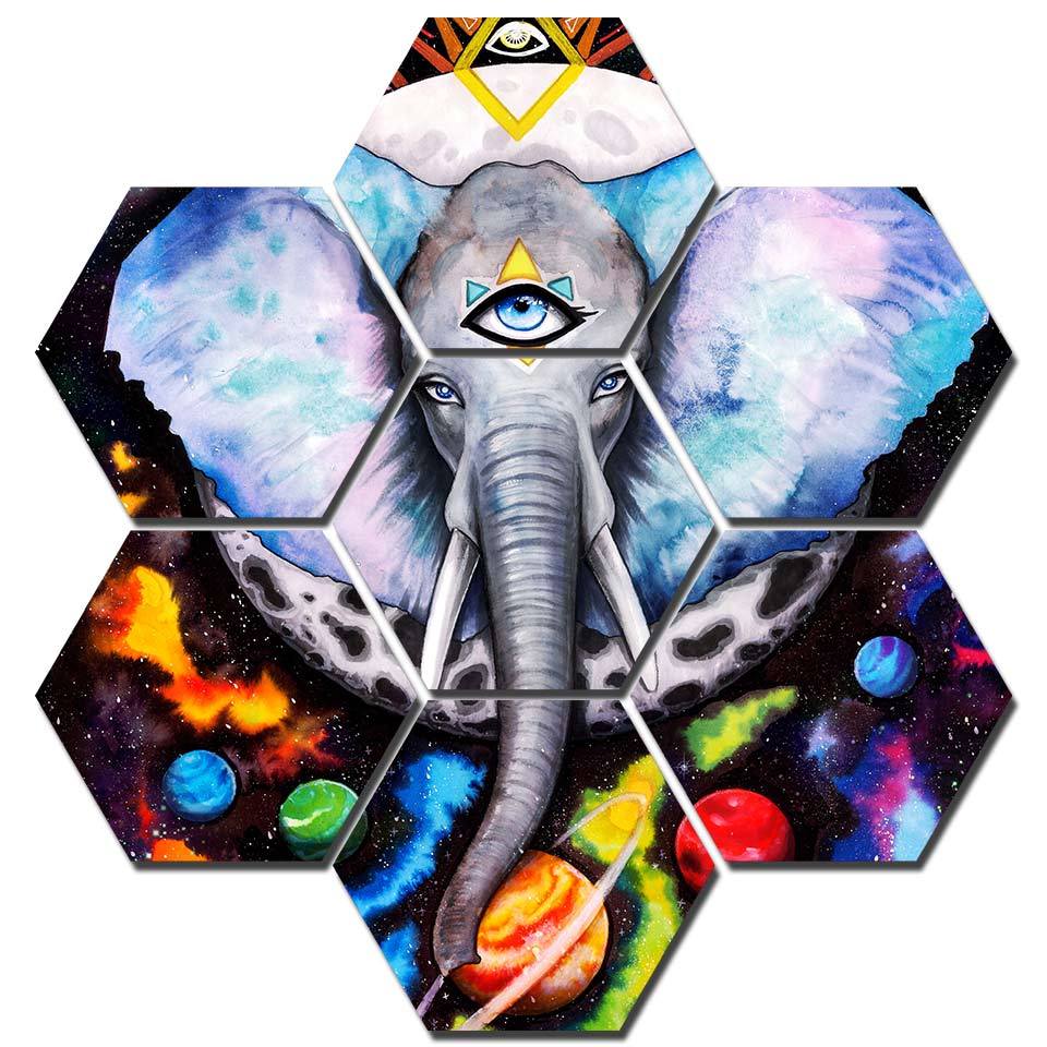 ABSTRACT ELEPHANT CANVAS WALL ART BY PIXIE COLD