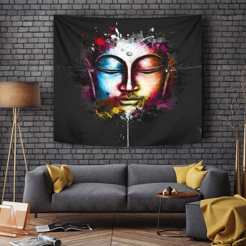 ABSTRACT BUDDHA FACE TAPESTRY