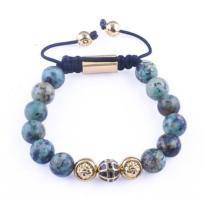 GOLD PLATED AFRICAN TURQUOISE BEADS BRACELET