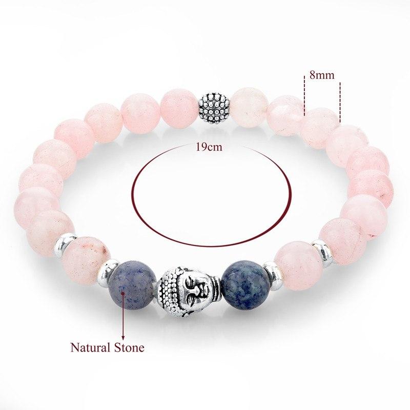 PINK NATURAL STONE BEADS BUDDHA BRACELET