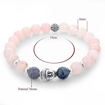 PINK NATURAL STONE BEADS BUDDHA BRACELET