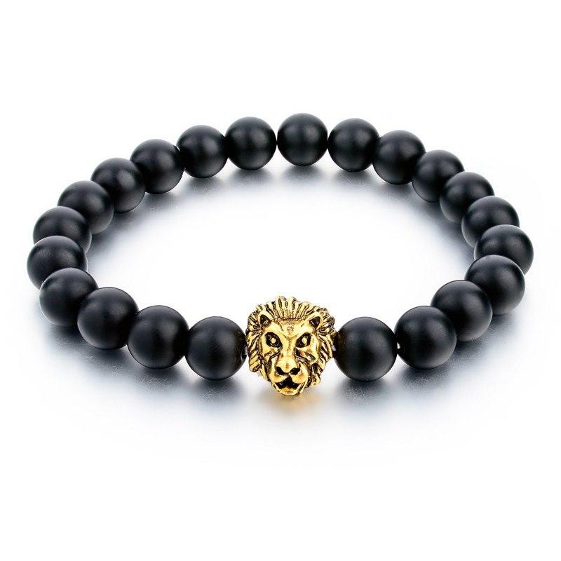 NATURAL STONE GOLD LION BRACELET. 4 OPTIONS