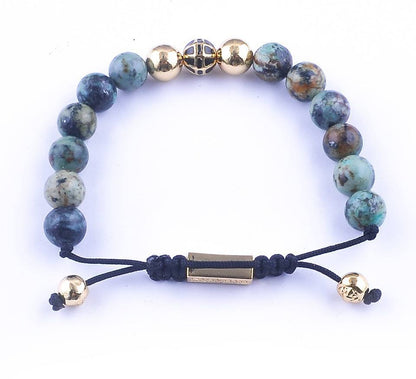 GOLD PLATED AFRICAN TURQUOISE BEADS BRACELET