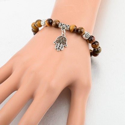 TIGER EYE NATURAL STONE EVIL EYE BRACELET