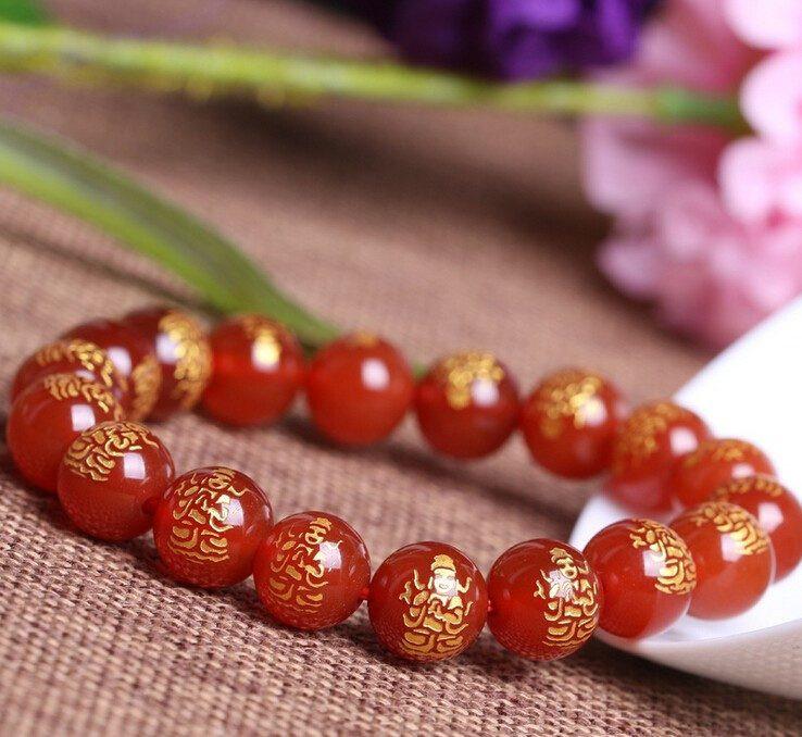 10MM RED AGATE BUDDHA BRACELET