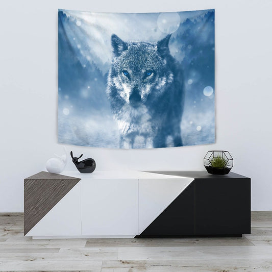 BLUE EYED WOLF TAPESTRY