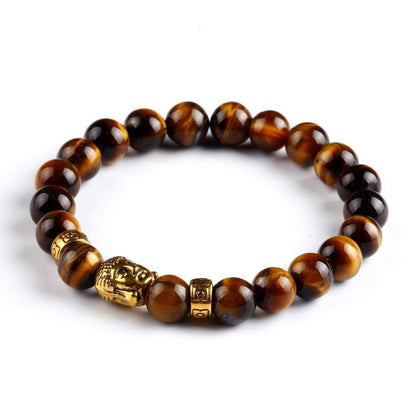 NATURAL STONE ONYX BEAD BUDDHA BRACELETS. 6 COLORS