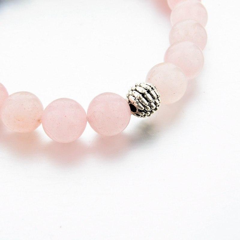 PINK NATURAL STONE BEADS BUDDHA BRACELET