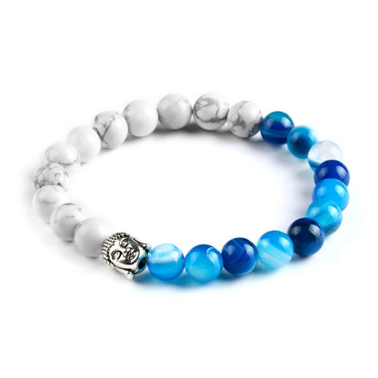 NATURAL STONE 2 COLORS BUDDHA BRACELET. 5 OPTIONS