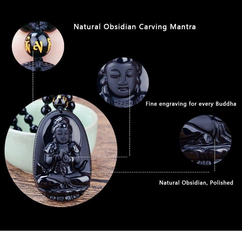 BLACK OBSIDIAN GUANYIN NECKLACE