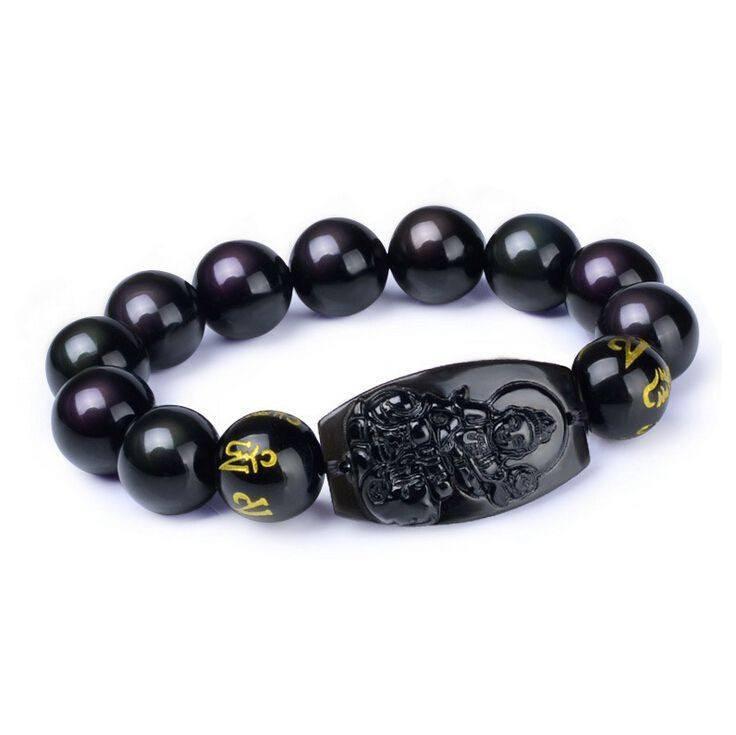 BLACK OBSIDIAN LUCKY BUDDHA BRACELET