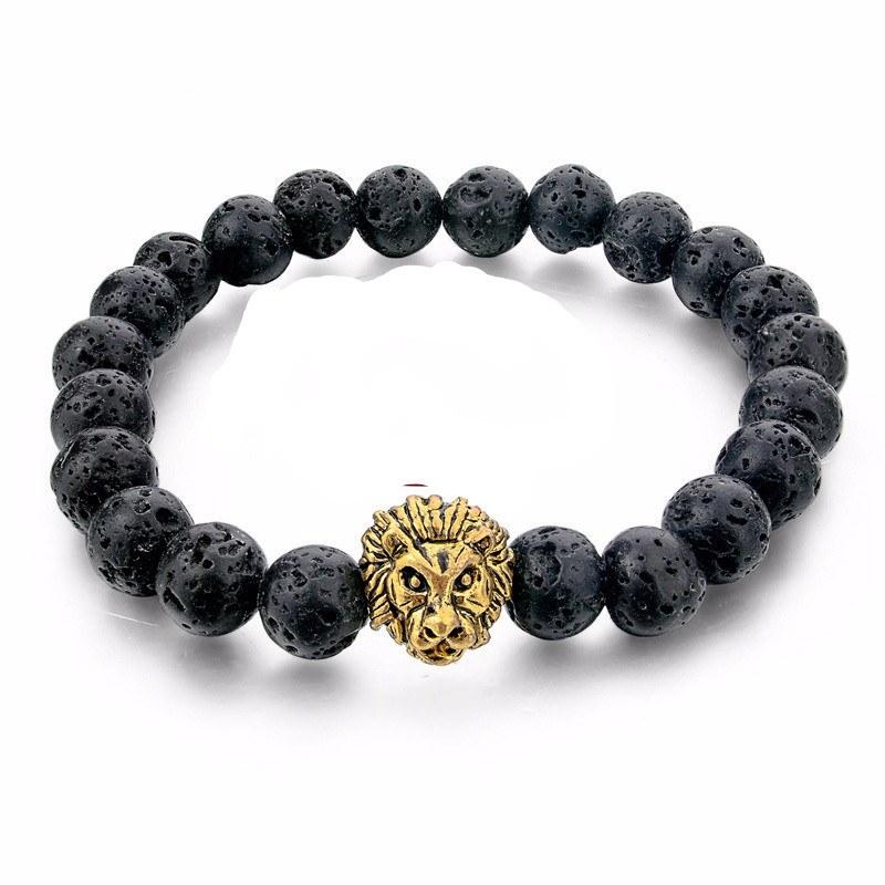 NATURAL STONE GOLD LION BRACELET. 4 OPTIONS