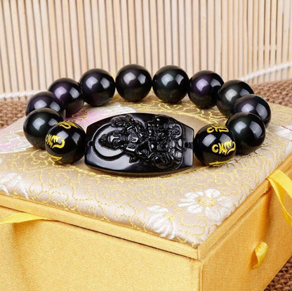 BLACK OBSIDIAN LUCKY BUDDHA BRACELET