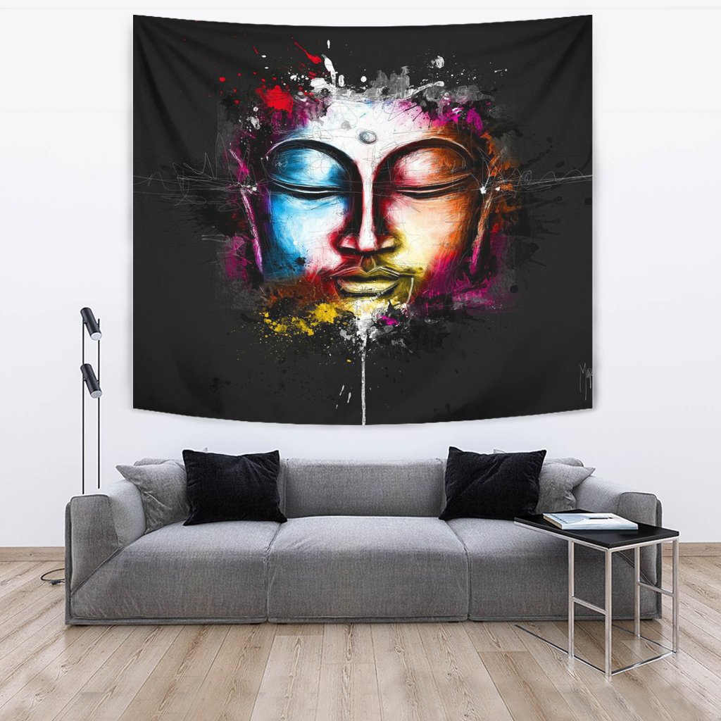 ABSTRACT BUDDHA FACE TAPESTRY