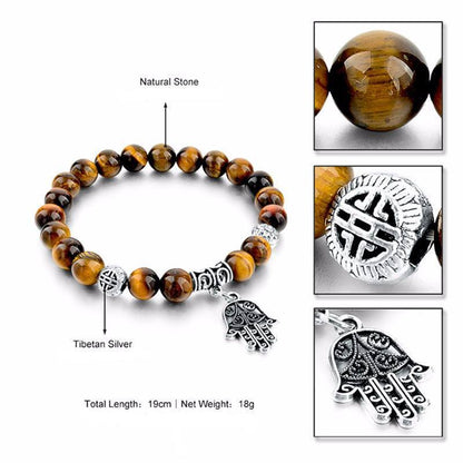 TIGER EYE NATURAL STONE EVIL EYE BRACELET