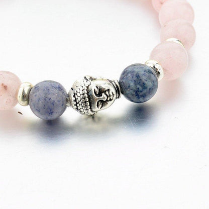 PINK NATURAL STONE BEADS BUDDHA BRACELET