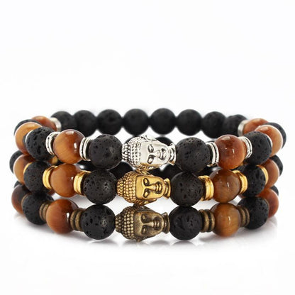 LAVA ENERGY STONE BUDDHA MALA BRACELETS