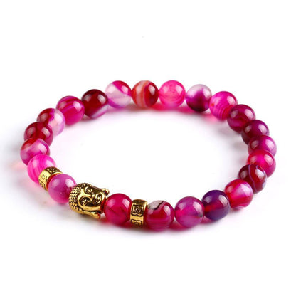 NATURAL STONE ONYX BEAD BUDDHA BRACELETS. 6 COLORS