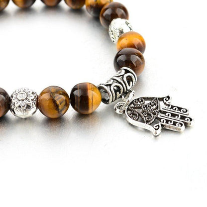 TIGER EYE NATURAL STONE EVIL EYE BRACELET