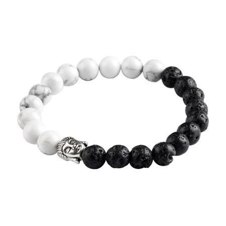 NATURAL STONE 2 COLORS BUDDHA BRACELET. 5 OPTIONS